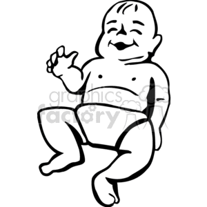 Happy Baby Laughing and Laying in his Diaper clipart.