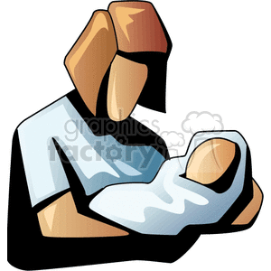 Mother holding her child clipart.