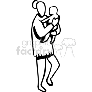 Mother holding her small child clipart. Commercial use image # 156464
