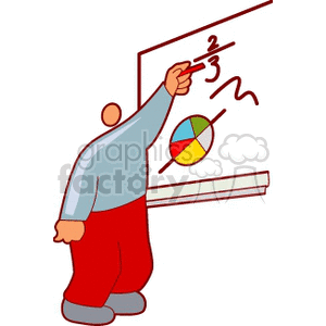 A Man at a White Board Writing a Math Problem also a Pie Chart animation. Royalty-free animation # 156593