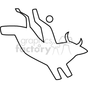 Black and White Cowboy Riding a Bull clipart. Commercial use image # 156820