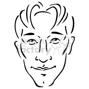 The clipart image depicts a simple line drawing of a person's face. The face has distinct features such as eyes, a nose, a mouth, and hair styled upwards.