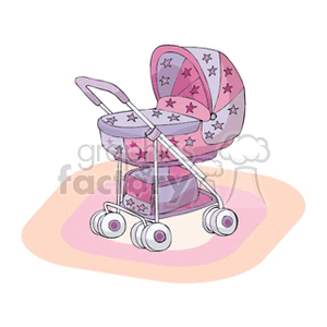 clipart - pink stroller.