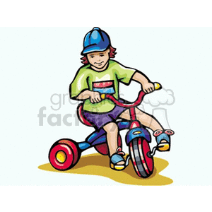 Little boy riding a tricycle clipart.