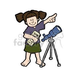 Little girl astronomer with a telescope animation. Commercial use animation # 158876