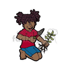 girl gardening clipart.