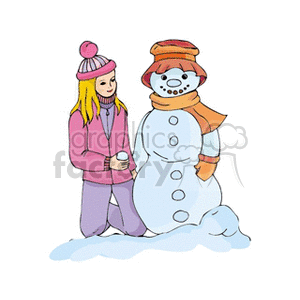 Girl building a snowman clipart. Royalty-free image # 159034