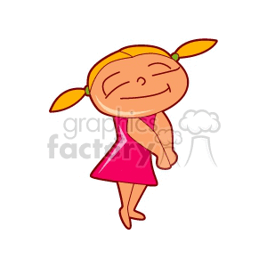 Little girl in a pink dress with her eyes closed