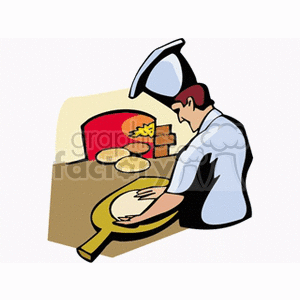 clipart - Pizza chef making pizzas.