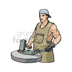 Cartoon man steel worker
