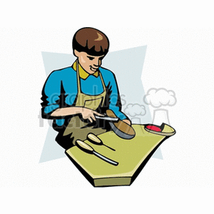 Cartoon man repairing shoes  clipart.