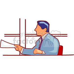 boss400.gif Clip Art People Occupations suit tie handing over papers documents sitting desk president CEO professional worker office