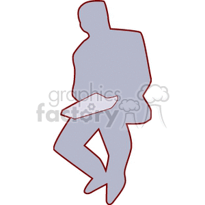 Silhouette of a man sitting waiting  clipart. Commercial use image # 159966