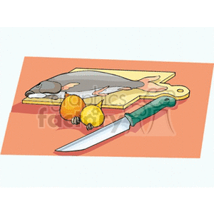 salmon on cutting board clipart. Commercial use image # 160057