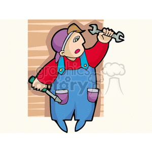 Person holding a wrench and screwdriver janitor handyman clipart. Royalty-free image # 160167