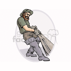 fisherman pulling fishing net up clipart. Commercial use image # 160183