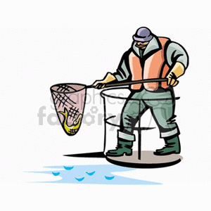 man netting fish clipart. Commercial use image # 160185