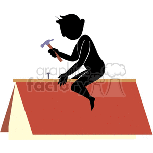 man repairing a roof clipart. Commercial use image # 161180