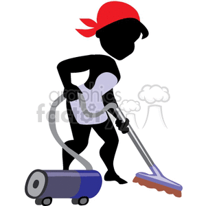 Women vacuuming floor