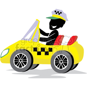 Taxi driver in a yellow cab clipart. Commercial use image # 161318