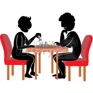 clipart - two guys playing chess.