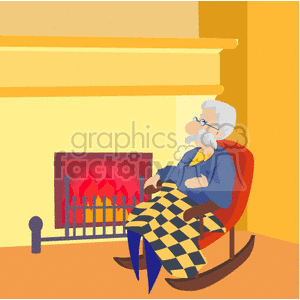   knit knitting grandma fire place senior citizen rocking chair chairs  citizens004.gif Clip Art People Seniors 