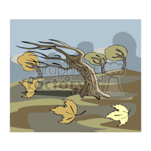 Tree being blown in the autumn wind clipart. Commercial use image # 163038
