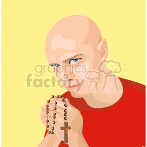   prayer praying pray cross religion religious Clip Art Religion rosary bald man guy people Christian