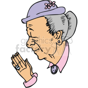 clipart - church lady praying cartoon.