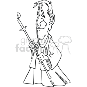 black and white catholic priest holding a candle clipart. Commercial use image # 164771