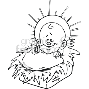 black and white cartoon nativity drawing clipart. Commercial use image # 164781