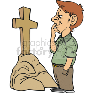 man thinking about the cross clipart.