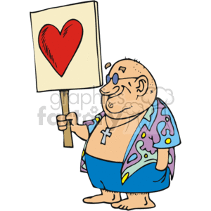 Guy holding a big love sign