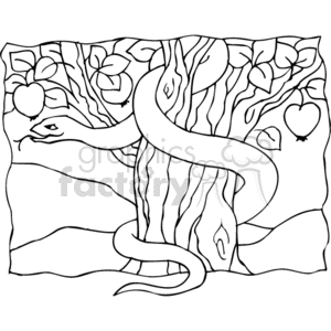 drawing of the serpent in the tree of knowledge clipart. Royalty-free image # 164821