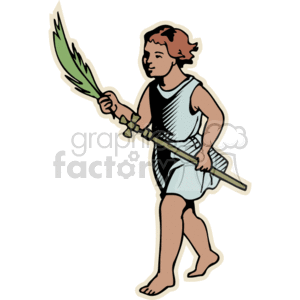 A christian walking with a staff and a palm clipart. Commercial use image # 165006