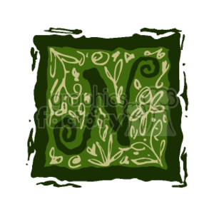 clipart - Green Framed Letter N.