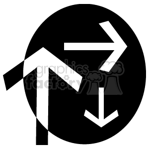 The clipart image features a circular arrangement with three arrows pointing in different directions: one arrow points upwards, the second arrow points to the right, and the third arrow points downwards. The arrows create a sense of movement or direction within the spaces they occupy.