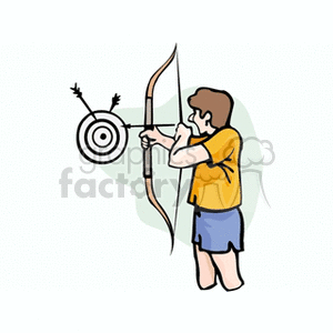Person shooting arrows at a target clipart.