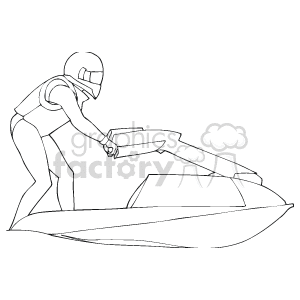 The clipart image depicts a person wearing a helmet and riding a jetski. The individual appears to be engaged in water sports, maneuvering the jetski.