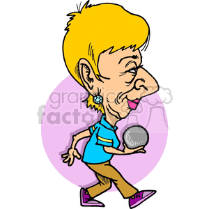 funny women holding a bowling ball clipart. Commercial use image # 168629