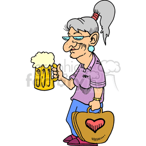 women holding a beer mug getting ready for bowling league clipart. Commercial use image # 168637
