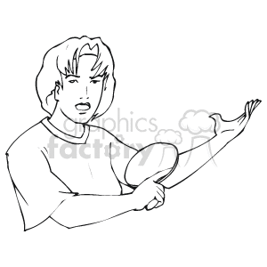 The image is a black and white line drawing or clipart of a person playing what appears to be table tennis (also known as ping-pong). The person is shown in an active pose, with one hand holding a ping-pong paddle and the other hand appearing to be in motion, possibly gesturing or preparing to serve the ball. The expression on the person's face suggests concentration or focus.