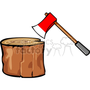   wood axe tool tools axes tree stump stumps  PMT0101.gif Clip Art Tools 