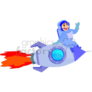 astronaut riding on a rocket ship clipart. Commercial use image # 172137