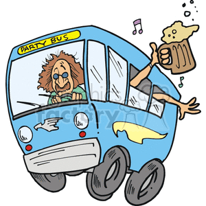 Blue party bus with people hanging out of the windows clipart. Royalty-free image # 172842