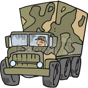A Camouflage Military Cargo Truck clipart. Commercial use image # 172854