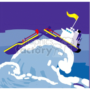  ship ships boat boats wreck wave waves  ships003.gif Clip Art Transportation Water 