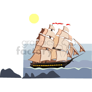  pirate ship ships boat boats sailboat sailboats   transportb080 Clip Art Transportation Water 