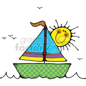  country style sailboat sail boat boats water sailing sunshine   boat001PR_c Clip Art Transportation Water 
