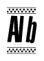 The image contains the text Alb in a bold, stylized font, with a checkered flag pattern bordering the top and bottom of the text.